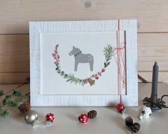 NEW*Cross stitch picture ***Dala horse***Dahlbeck*Cross stitch*Christmas*Advent*Picture*hand embroidered*Deco Advent*Advent decoration*hygge*Swedish decoration
