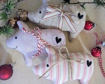 NEW!! Christmas Pigs*Christmas Tree Ornaments*Lucky Pig*Set of 3*hygge*Danish Decor*Advent Decor*Advent Pigs