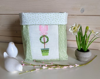 NEW*Utensilo *Boxwood* in cross stitch *Fabric basket*Dahlbeck*Summer decoration*Mother's Day gift*