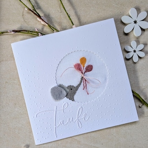 NEU**Glückwunschkarte zur Taufe*Klappkarte*handgestickt*Kreuzstichkarte*Geschenkarte*Karte mit Umschlag*Patengeschenk*Karte mit Elefant