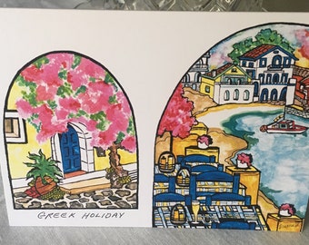 LONDON Notecards-MILESTONE HOTEL-Original Watercolor-4 Professionally Printed Card-Clear Plastic Box with Gold Tie+Envelopes