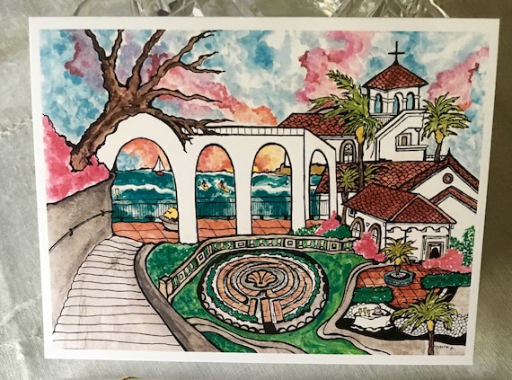 PALOS Verdes-neighborhood Church Card-original Watercolor-dianna Dickson-blank Professionally Printed Card-clear Sleeve+pearly Pink Envelope - Etsy PALOS Verdes-neighborhood Church Card-original Watercolor-dianna Dickson-blank Professionally Printed Card-clear Sleeve+pearly Pink Envelope - Etsy