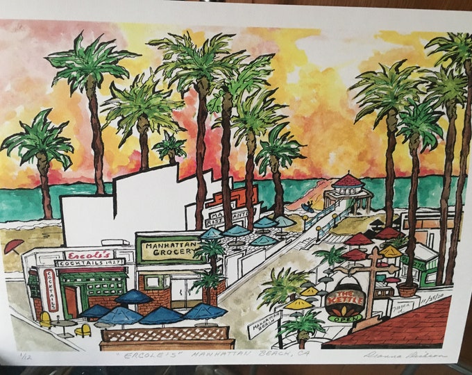 Manhattan Beach Pier, Hand Painted, Sand Dollar Ornament, Beach