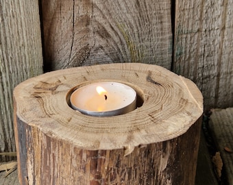 Oak tree candle holder Tealight candle holder natural solid wood candle holder oak tree rustic holder Handcrafted Wooden Tealight Holders