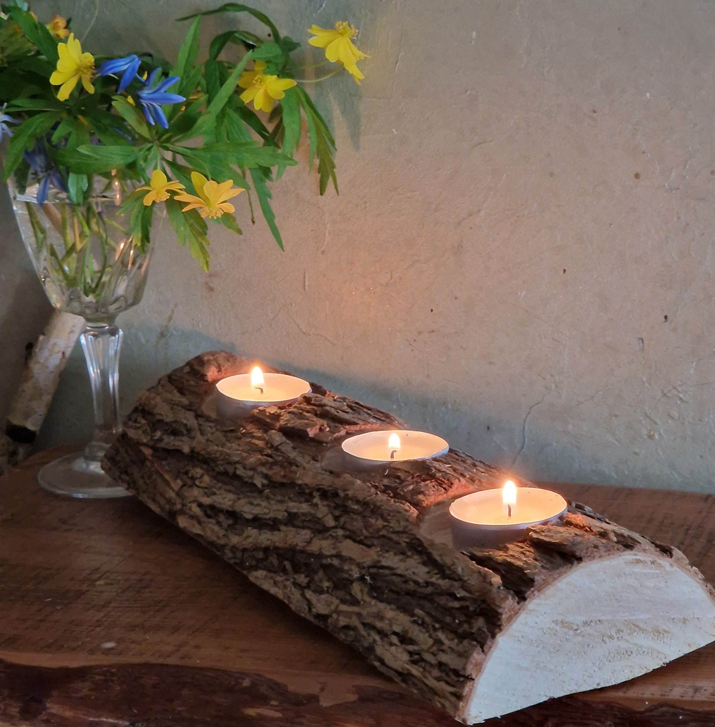 Portavelas de tronco de madera, portavelas natural para velas de té,  portavelas rústico de tronco para bodas en el bosque, centro de mesa de  árbol natural, decoración rústica para bodas - Etsy, image size:2951x3000