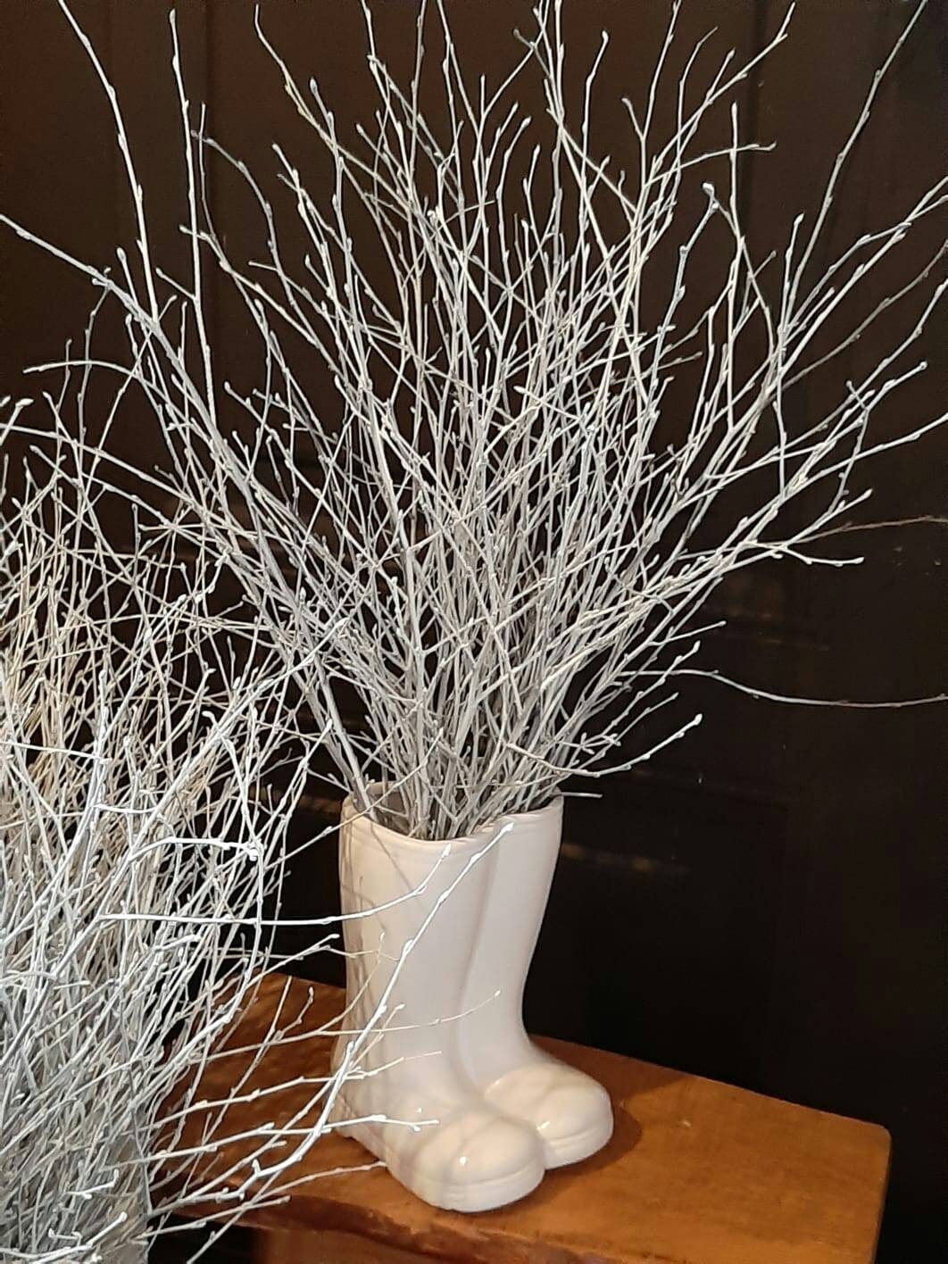 White Painted Tree Branches Scandinavian Style Home Decor Idea Natural Decorative  Twigs for Vase Filler Modern Minimalist Table Centerpiece 