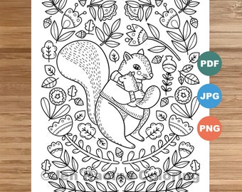 Download Squirrel Coloring Etsy