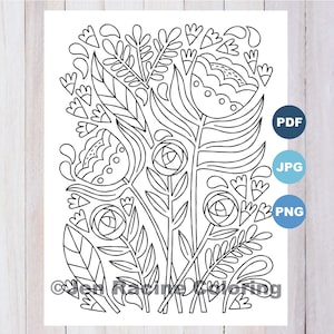 Pretty flowers, Scandinavian Inspired Coloring Page