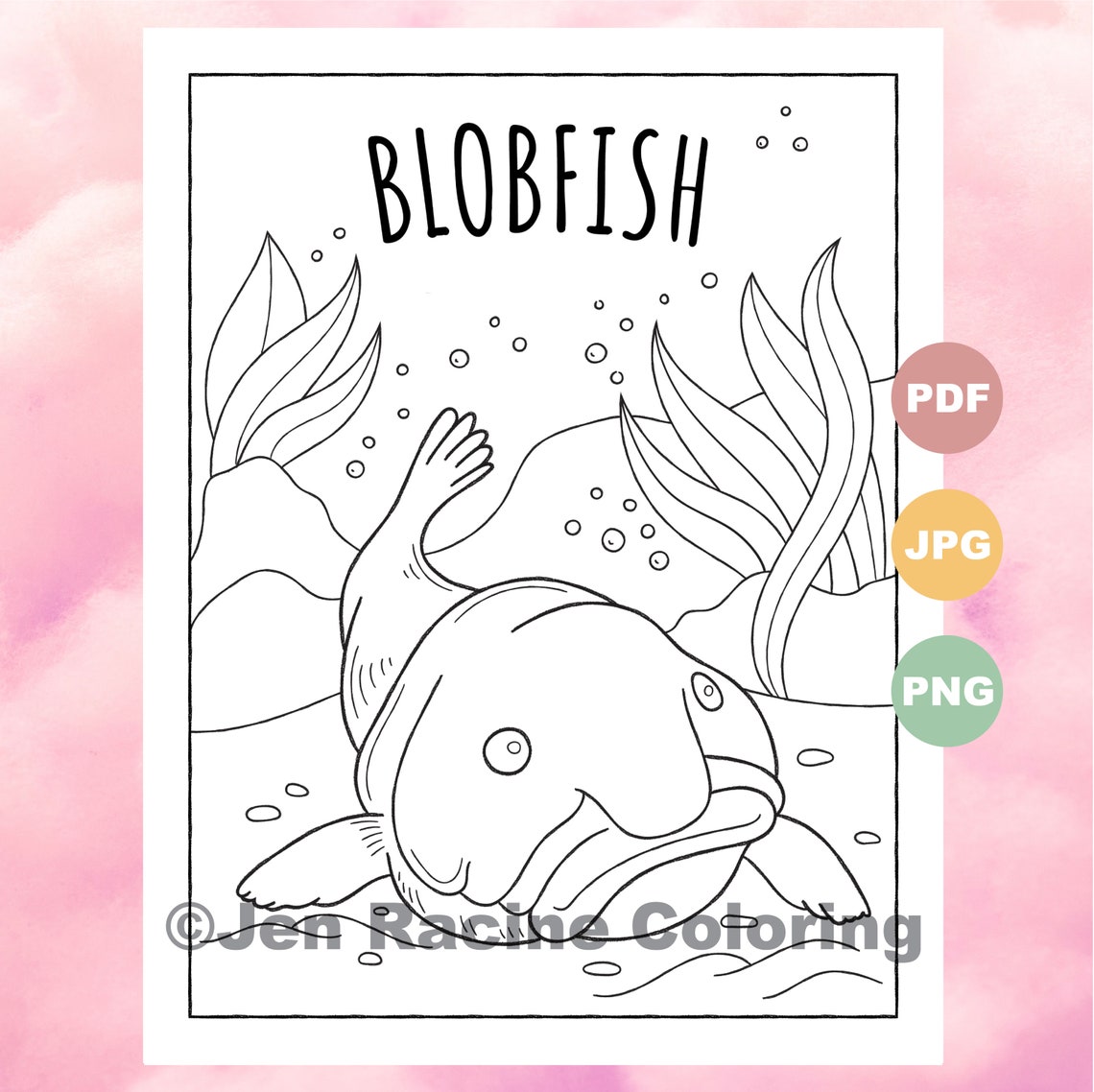Blobfish Uncommonly Cute Animal Coloring Page | Etsy