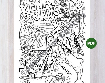 Kenai Fjords National Park Coloring Page