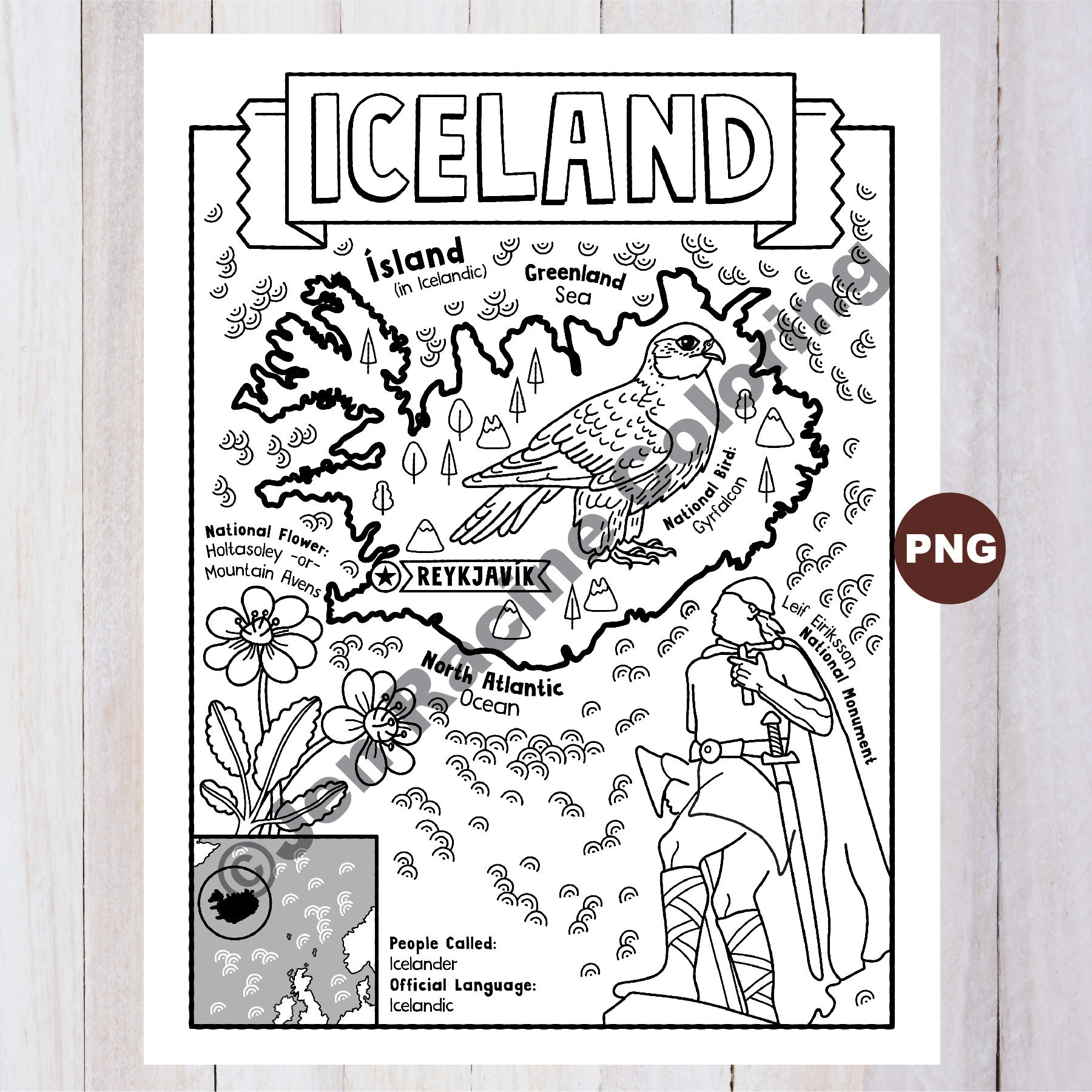 coloring pages for kids iceland