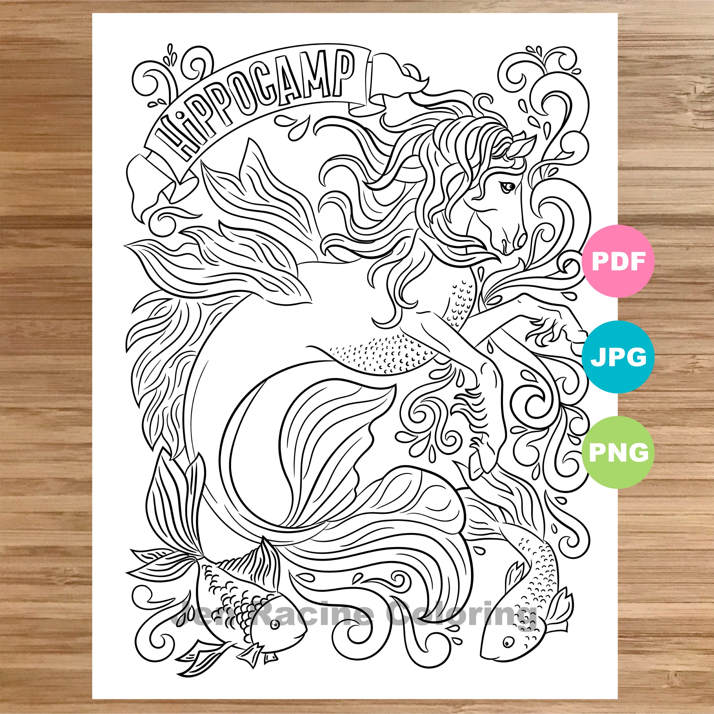 Download Hippocamp Coloring Page Magical Animal Art Coloring Book Etsy