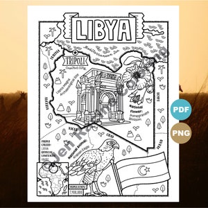 Libya Map Coloring Page, Africa Geography, Homeschool (Digital Download)