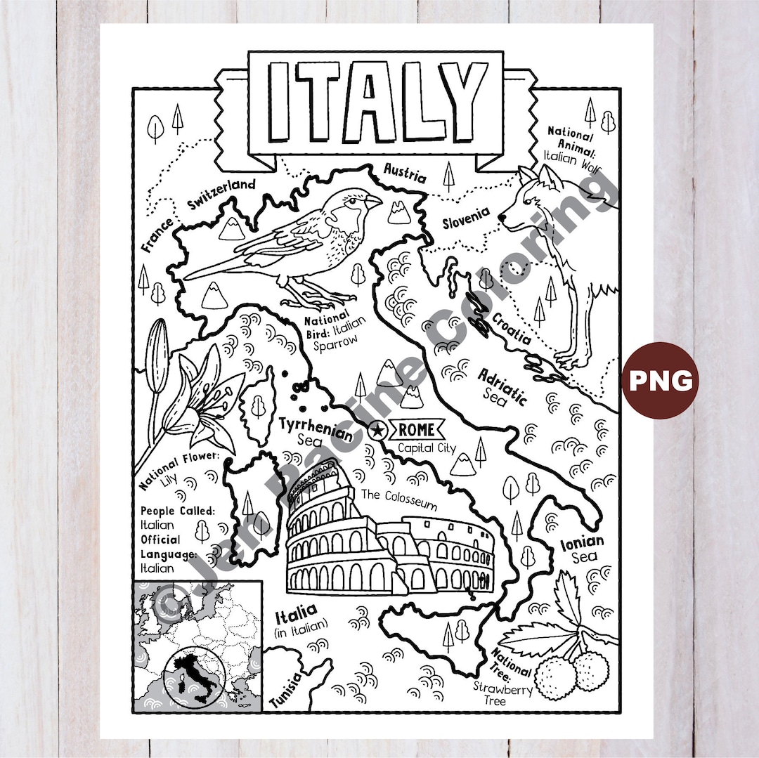 italy map italian adult coloring page kids travel map download