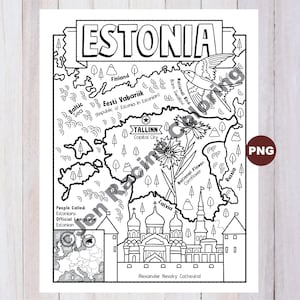 Disegno di Estonia da colorare, Geografia dell'Europa, Da colorare di Download digitale
