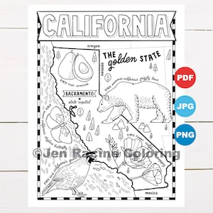 California Coloring Page, United States, State Map, Wildlife, State Symbols, Flowers, Coloring Pages