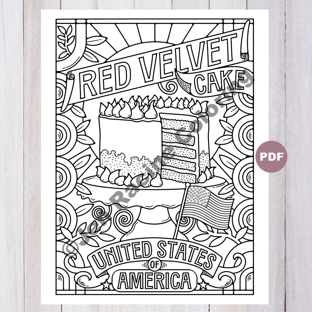 Red Velvet Cake Coloring Page Cake Digital Download Coloring - Etsy Canada