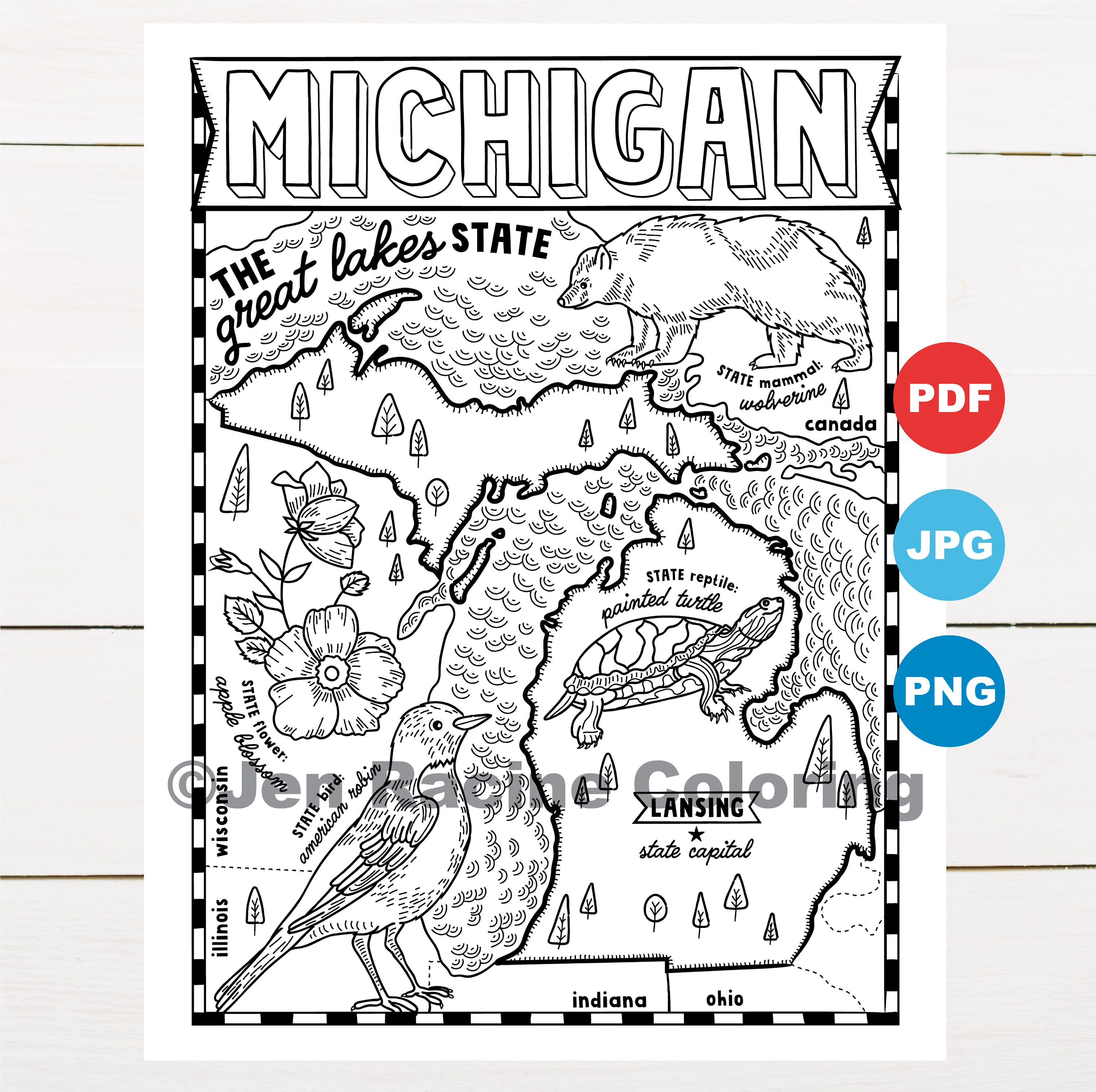 Michigan Logo Coloring Pages - Il Fullxfull.2382347194 Mjrj