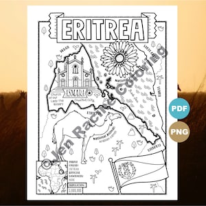 Erythrée Coloriage, géographie de l'Afrique, téléchargement numérique Coloriage