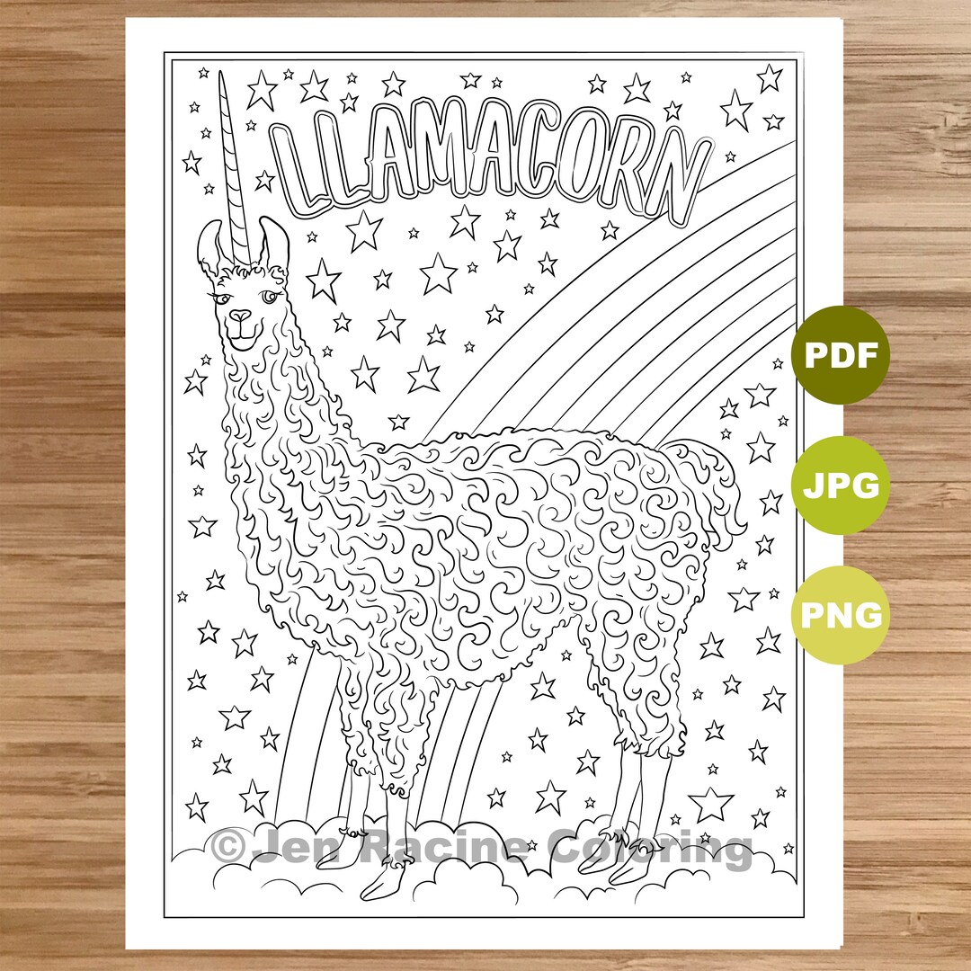 Llamacorn Coloring Page, Llama Art, Coloring Book Printable, Coloring ...