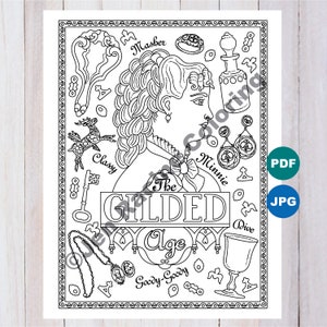 1870&#39;s – The Gilded Age Coloring Pages, Set of 2 Digital download