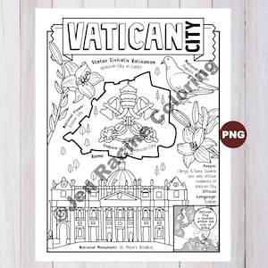 Disegno di Città del Vaticano da colorare, Geografia dell'Europa, Da colorare di Download digitale