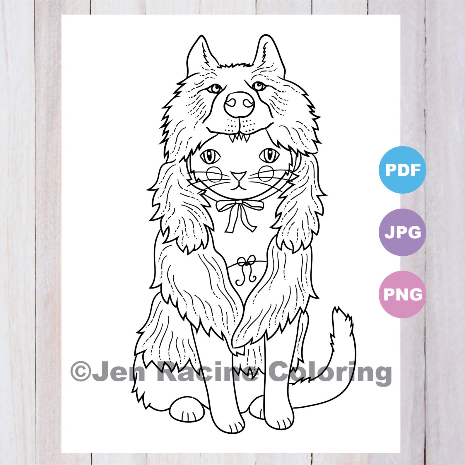 Cosplay Cat Wolf Coloring Page | Etsy