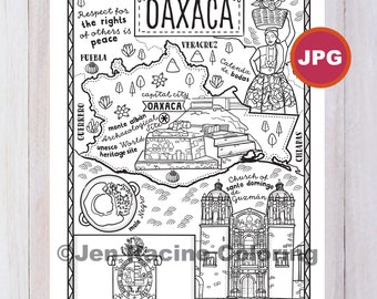 Oaxaca Coloring Page, Mexico State, Estados de Mexico, Flag, Food, Monuments, Coloring Page, JPG Download