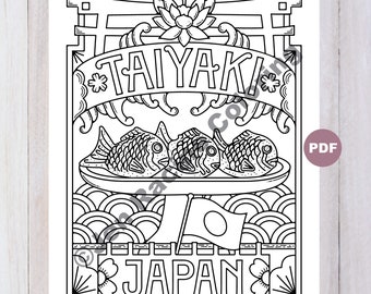 Taiyaki Coloring Page, Japanese Cake Art (Digital Download)
