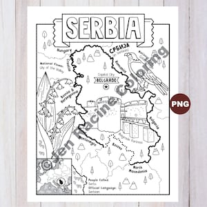 Disegno da colorare di Serbia, Geografia dell'Europa, Da colorare di Download digitale