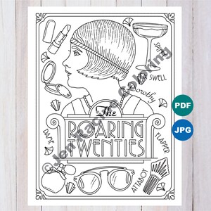 1920&#39;s – The Roaring Twenties Coloring Pages, Set of 2 Digital download