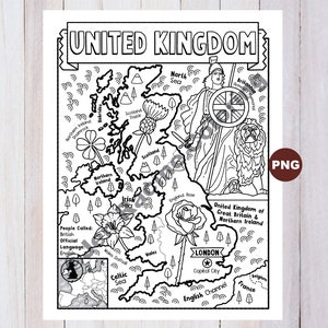 United Kingdom Ausmalseite, Geografie Europas, Ausmalseite zum Ausdrucken, Digitaler Download