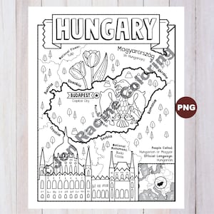 Disegno di Ungheria da colorare, Geografia dell'Europa, Da colorare di Download digitale
