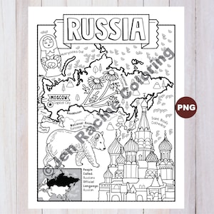 Disegno di Russia da colorare, Geografia dell'Europa, Disegno da colorare di Download digitale
