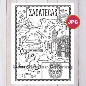 Página para colorear de Zacatecas, Estado de México, Estados de México, Bandera, Comida, Monumentos, Página para colorear, JPG Descargar