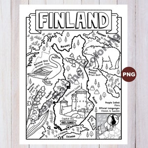 Disegno da colorare di Finlandia, Geografia dell'Europa, Da colorare di Download digitale