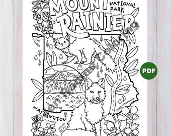 Mount Rainier National Park Coloring Page