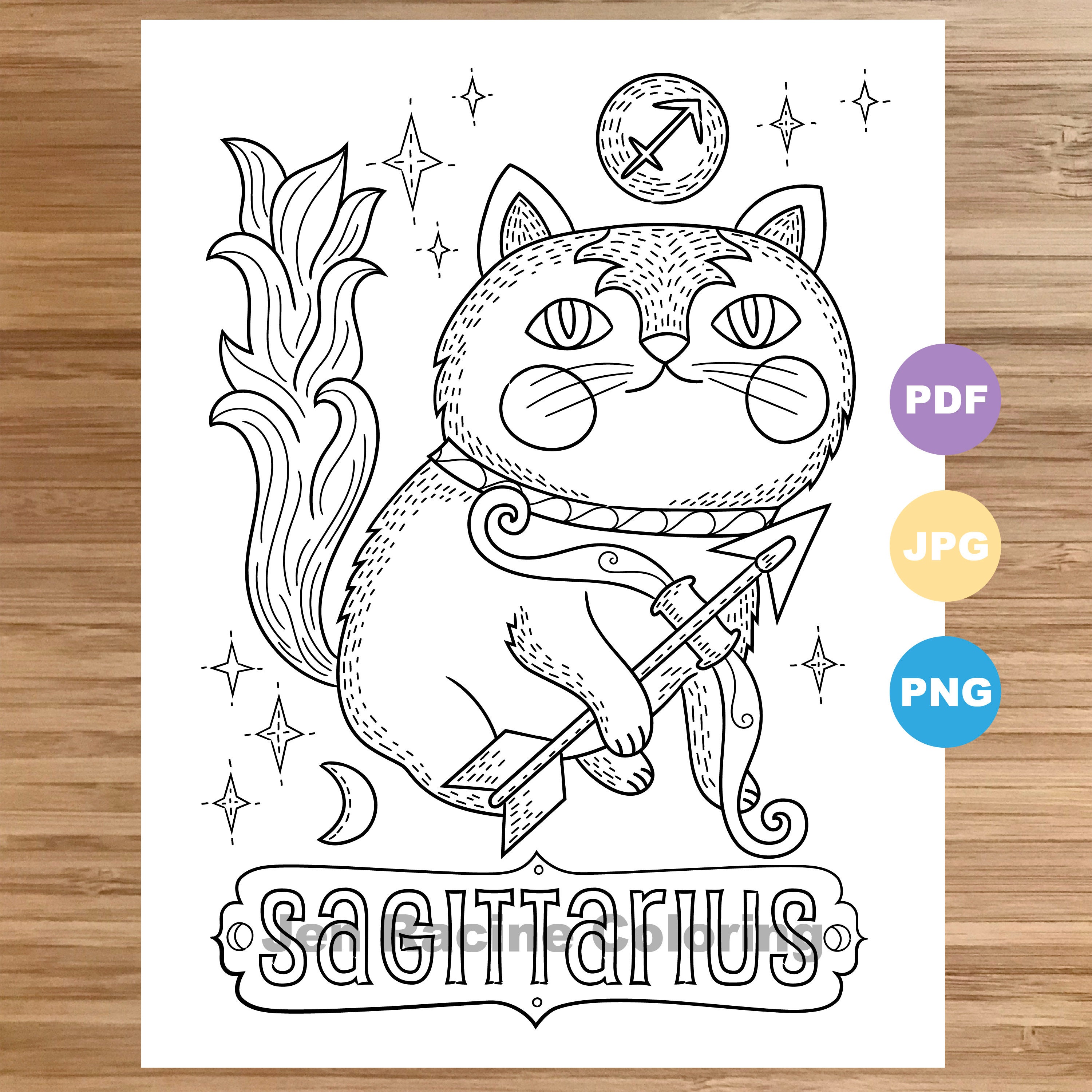 sagittarius cat coloring page zodiac cat art astrology etsy hong kong
