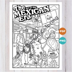 The Mexican Era, California Coloring Page, Digital Download Coloring Page