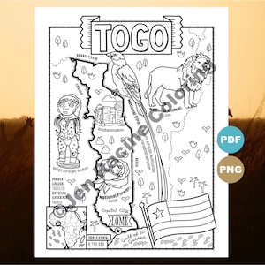 Togo Coloriage, géographie de l'Afrique, téléchargement numérique Coloriage