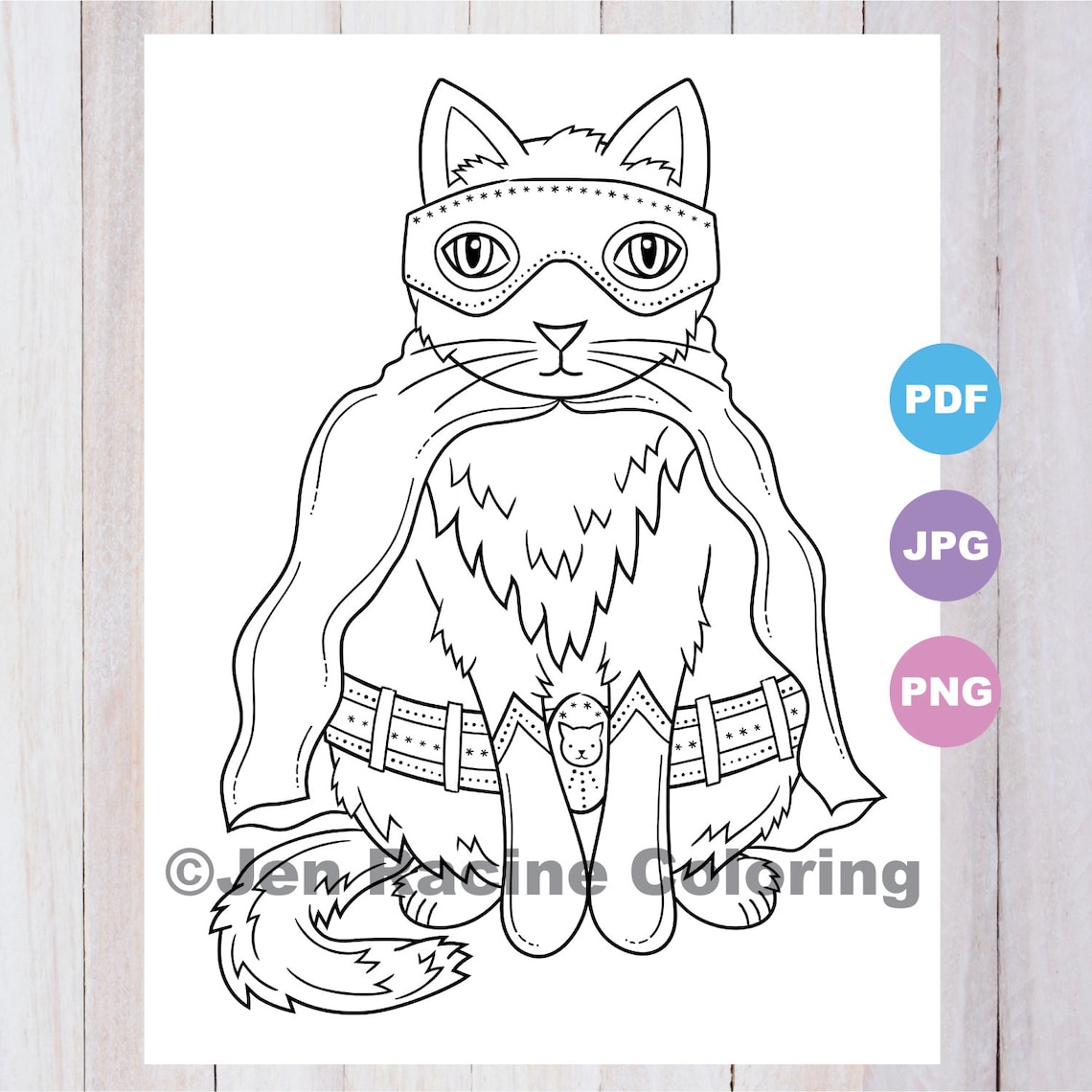 Cosplay Cat Super Hero Coloring Page Etsy