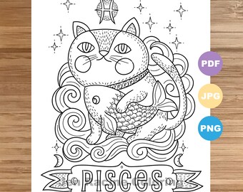 zodiac coloring page etsy