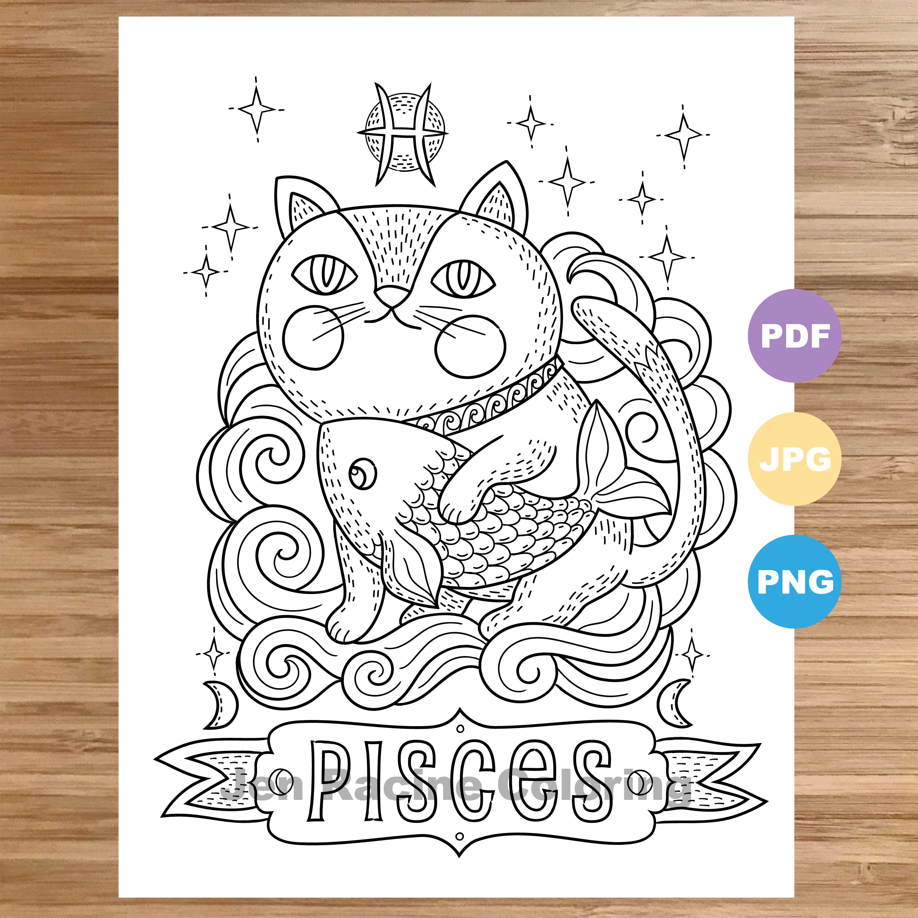 Pisces Cat Coloring Page Zodiac Animal Art Cats Astrology - Etsy Singapore Pisces Cat Coloring Page Zodiac Animal Art Cats Astrology - Etsy Singapore