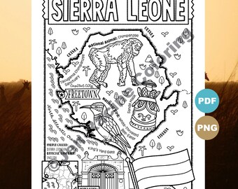 Sierra Leone Map Coloring Page, Africa Geography (Digital Download)