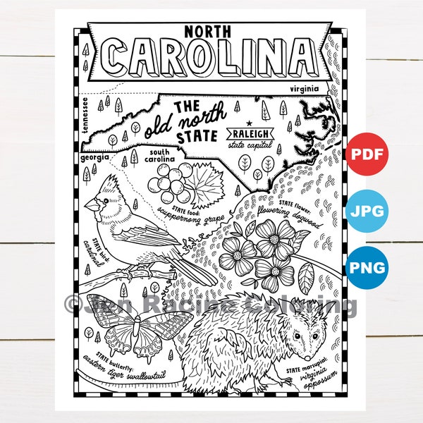 North Carolina Map - Etsy