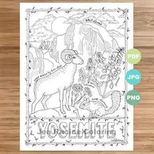 Yosemite National Park Coloring Page, Digital Download