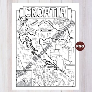 Kroatien Ausmalseite, Geografie Europas, Digitaler Download Ausmalseite