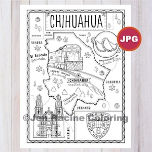 Página para colorear de Chihuahua, Estado de México, Estados de México, Bandera, Comida, Monumentos, Página para colorear, Descarga JPG