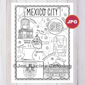 Página para colorear de la Ciudad de México, Estado de México, Estados de México, Bandera, Comida, Monumentos, Página para colorear, JPG Descargar