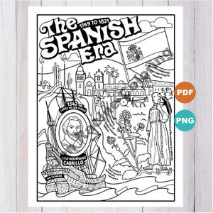 Die Spanische Ära, Kalifornien Malseite, Digital Download Malseite